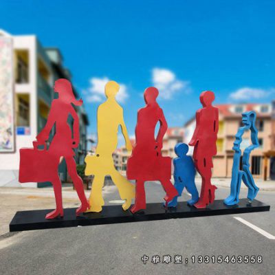 商场不锈钢购物人物