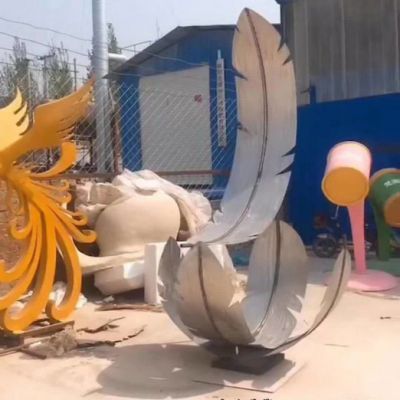动物羽毛不锈钢雕塑