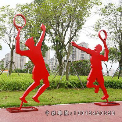 不锈钢公园打羽毛球人物雕塑