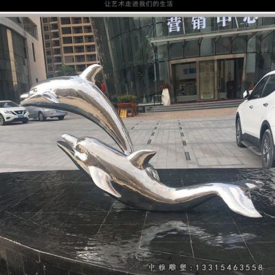 海豚动物不锈钢雕塑