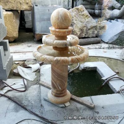 三层石雕风水球