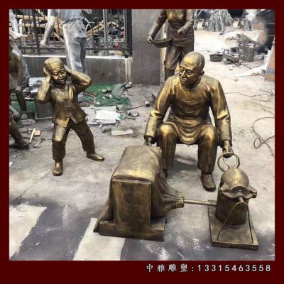 铜雕民俗爆米花人物雕塑