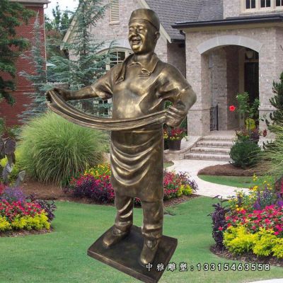 饭店拉面铜雕人物