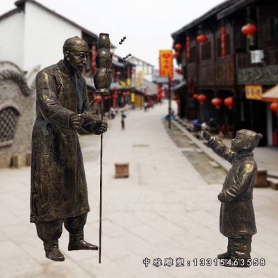 街边卖糖葫芦铜雕人物