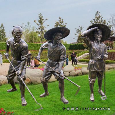 铜雕农耕人物雕塑