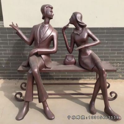 铜雕城市情侣