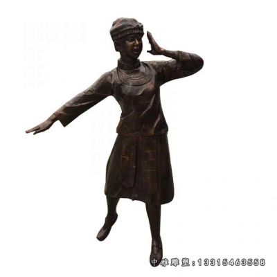 铜雕广场少数民族人物雕塑