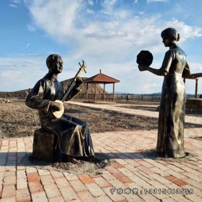 民俗唱戏铜雕人物