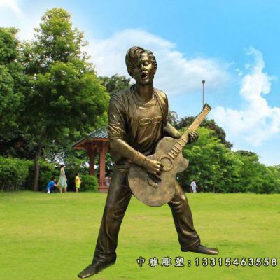 铜雕弹吉他人物雕塑