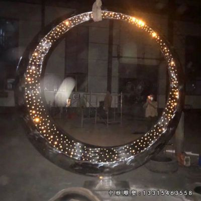 广场不锈钢圆环雕塑