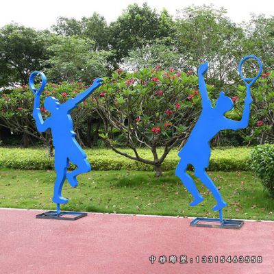 不锈钢剪影打羽毛球人物
