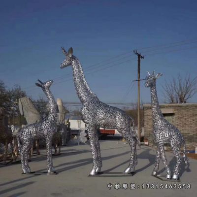动物长颈鹿不锈钢雕塑