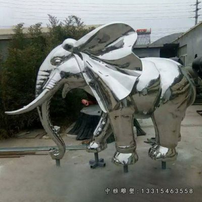动物大象不锈钢雕塑
