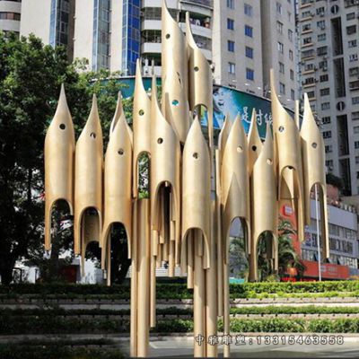 不锈钢校园钢笔雕塑