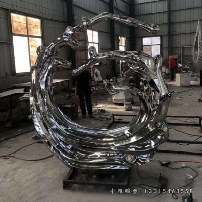 不锈钢抽象海浪雕塑