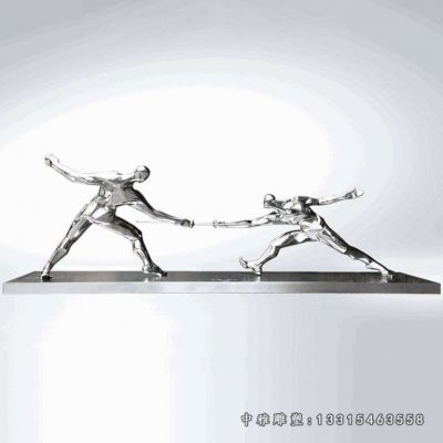 击剑比赛不锈钢人物雕塑