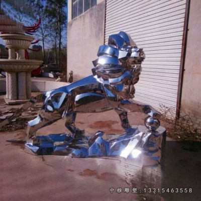 公园狮子不锈钢摆件