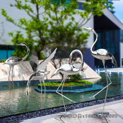 仙鹤动物不锈钢雕塑