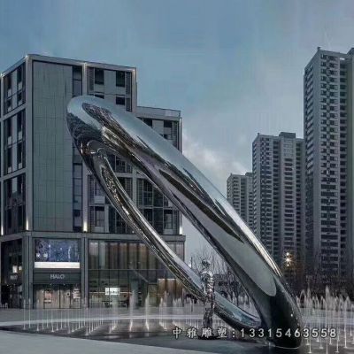 广场不锈钢圆环雕塑