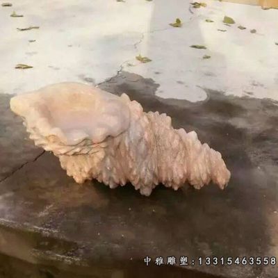 晚霞红石雕海螺