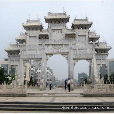 三门石雕牌坊雕塑