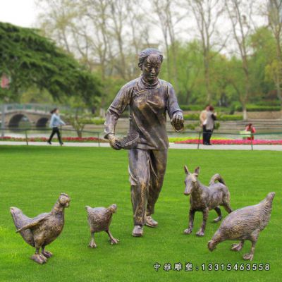铜雕动物鸡雕塑