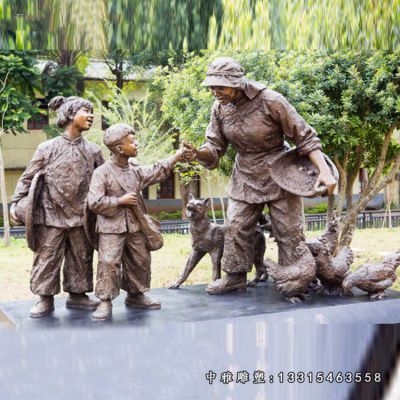 铜雕农耕主题人物