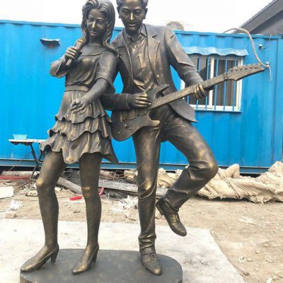 铜雕弹吉他人物