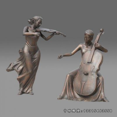 拉大提琴人物铜雕雕塑