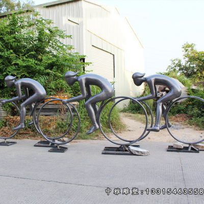 铜雕抽象骑车人物雕塑