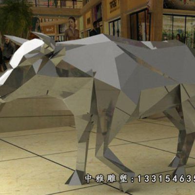 不锈钢抽象牛雕塑