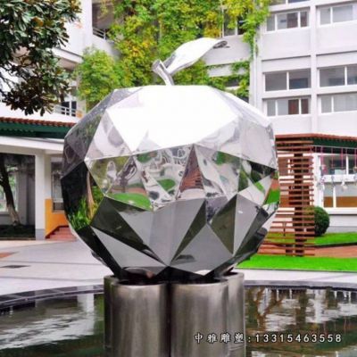 不锈钢广场苹果雕塑