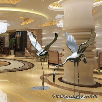 仙鹤展翅不锈钢雕塑