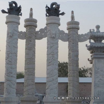 石雕大型龙柱雕塑