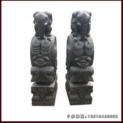 石雕仿古大象抱鼓
