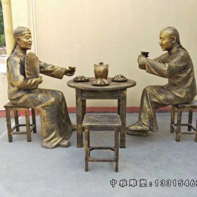 饭店铜雕吃饭人物