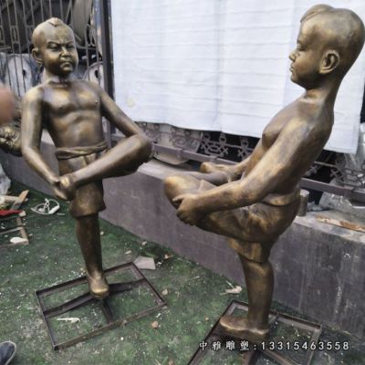 铜雕撞拐人物雕塑