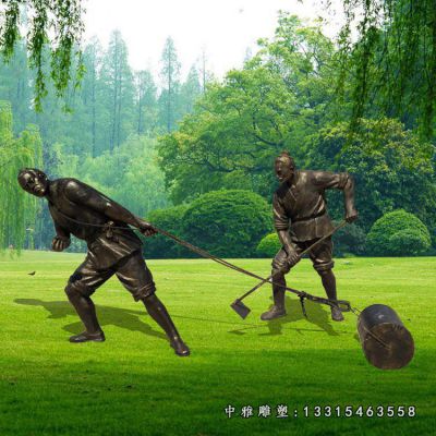 园林铜雕农耕人物