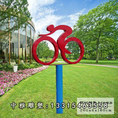 骑车不锈钢人物雕塑