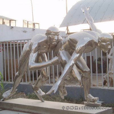 广场滑冰不锈钢人物雕塑