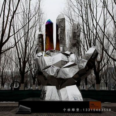 大型不锈钢手雕塑