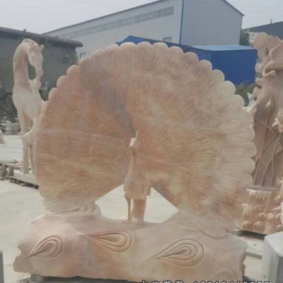 开屏孔雀石雕雕塑