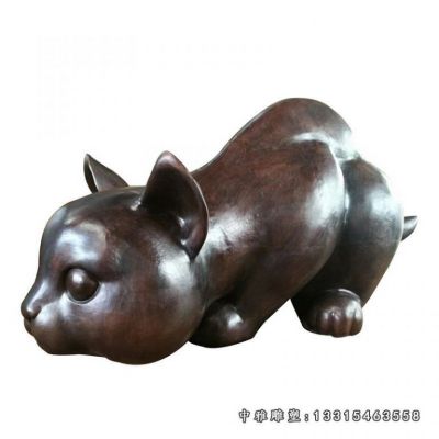 动物小猫铜雕