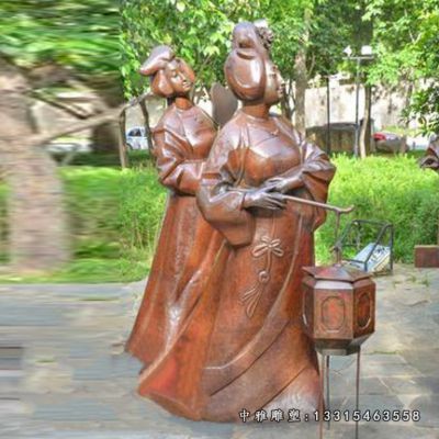 公园铜雕女孩