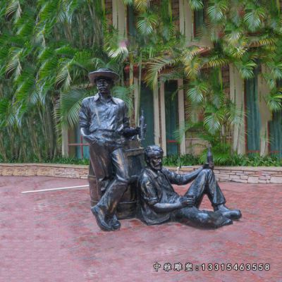 公园喝酒铜雕人物