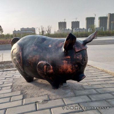 公园小猪铜雕雕塑