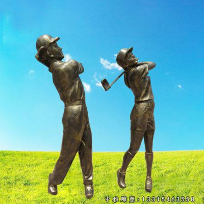铜雕运动打高尔夫球人物