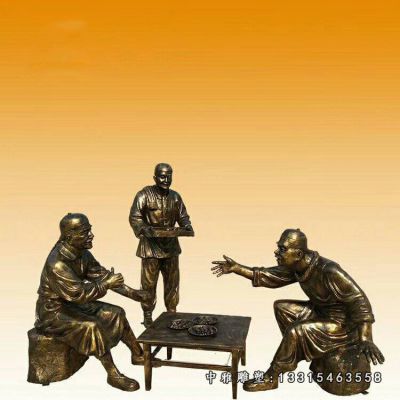 铜雕喝酒划拳人物雕塑