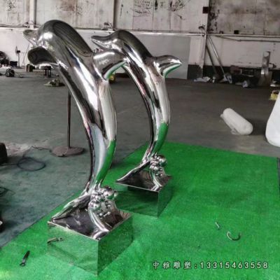 镜面海豚不锈钢雕塑