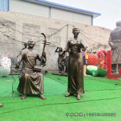 铜雕唱戏人物雕塑